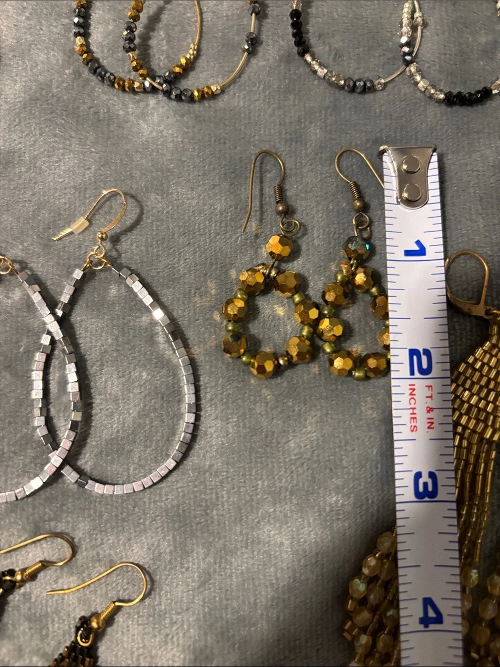 Assorted Beaded Hoop & Dangle Earrings - Gold, Black, Silver, Purple
